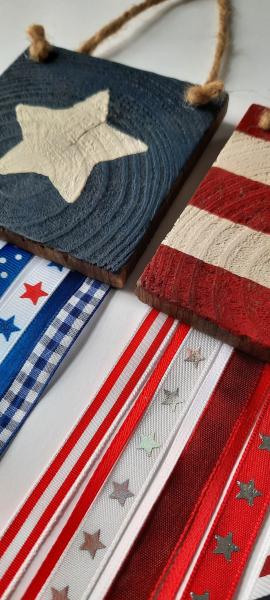 Wooden American Flag Stars and Stripes with Streamers SET picture