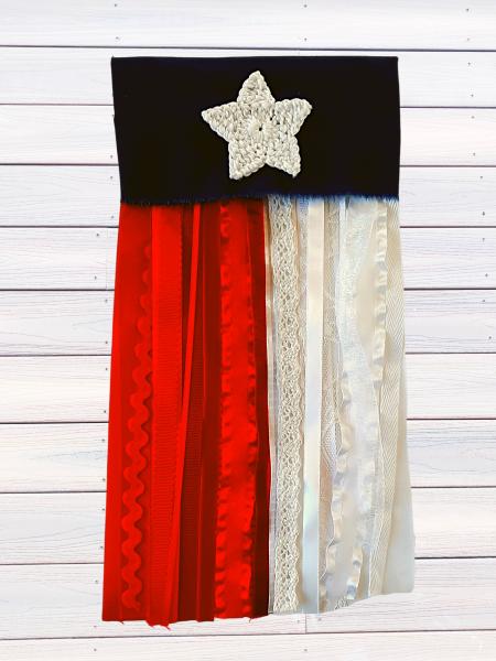 Mini Texas State Flag with Ribbon and Lace Wall Hanging