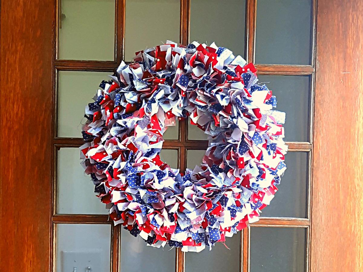 Patriotic Dots Rag Wreath picture