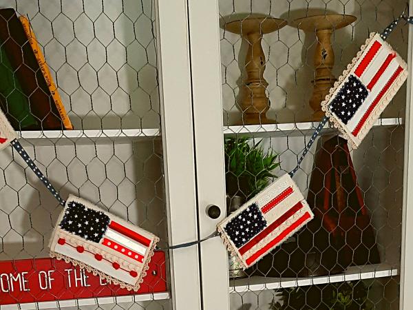 Vintage Linen American Flag Garland picture