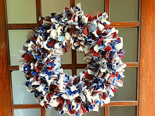 Patriotic Muslin Rag Wreath picture