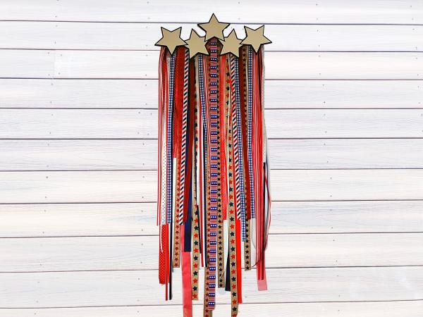 Patriotic Stars and Stripes with Ribbon Streams Wall Hanging picture