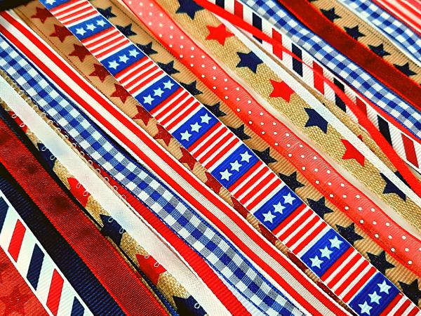 Patriotic Stars and Stripes with Ribbon Streams Wall Hanging picture