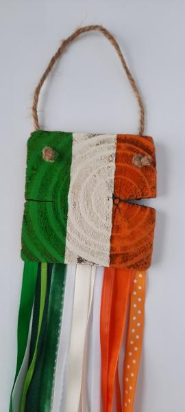 Wooden Irish Flag and Shamrock SET picture