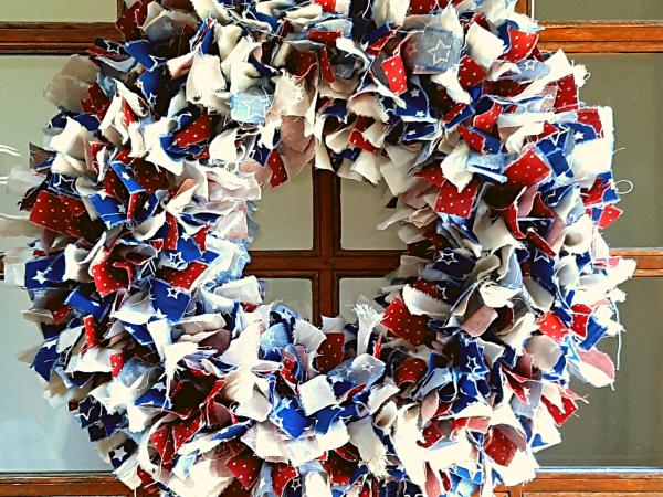 Patriotic Muslin Rag Wreath picture