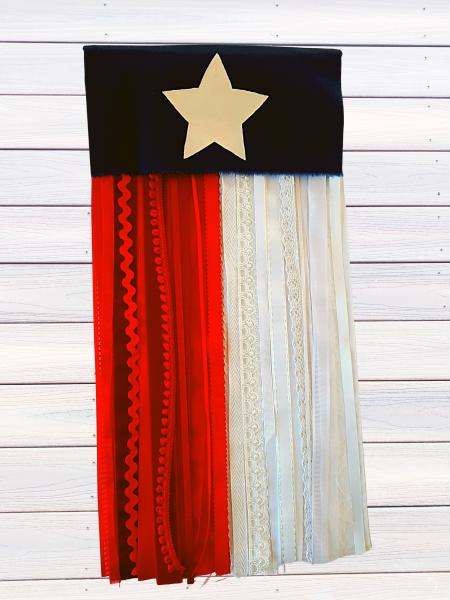 Small Texas State Flag with Ribbon and Lace Wall Hanging