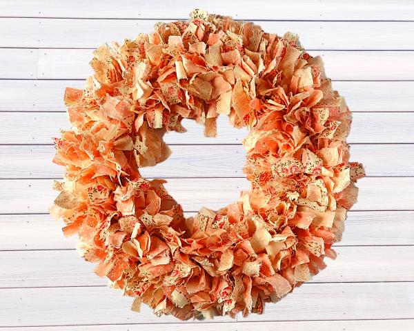 Pink Flower Rag Wreath picture