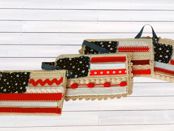 Vintage Linen American Flag Garland picture