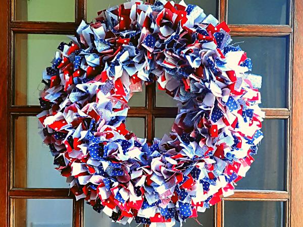 Patriotic Dots Rag Wreath picture