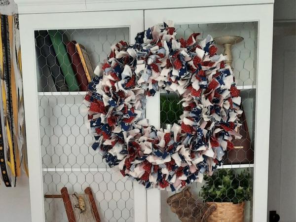 Patriotic Muslin Rag Wreath picture