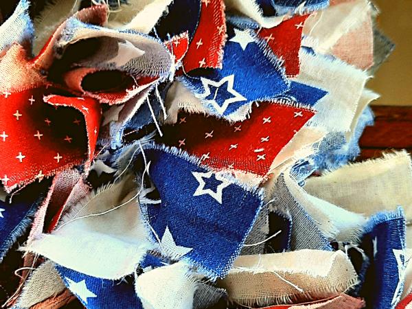 Patriotic Muslin Rag Wreath picture