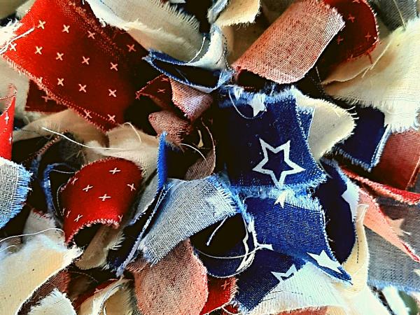 Patriotic Muslin Rag Wreath picture