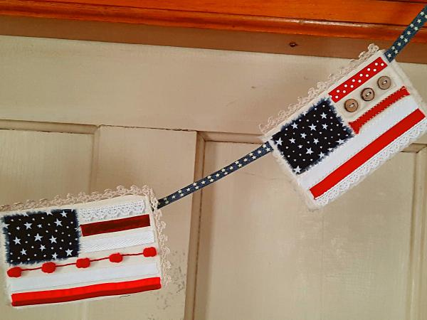 Vintage Linen American Flag Garland picture