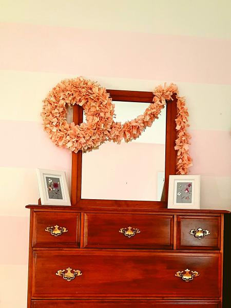 Pink Flower Rag Wreath picture