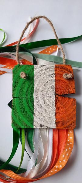 Wooden Irish Flag and Shamrock SET picture