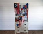 Wooden American Flag Stars and Stripes with Streamers SET