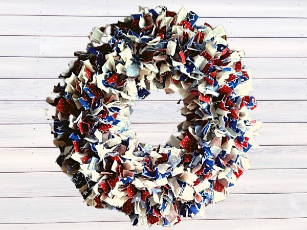 Patriotic Muslin Rag Wreath picture