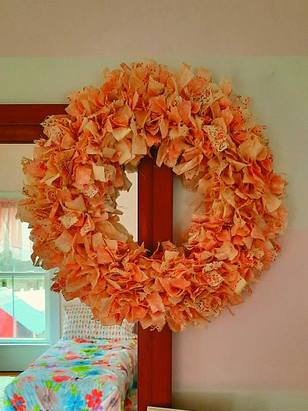 Pink Flower Rag Wreath picture