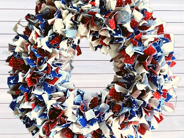 Patriotic Muslin Rag Wreath picture