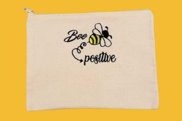 Bee Positive Zippered Bag