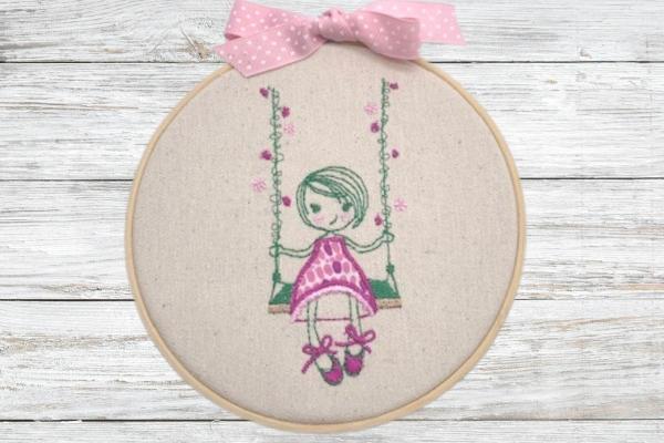 Little Swinger Embroidery Hoop Art