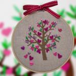 Tree of Hearts Embroidery Hoop Art