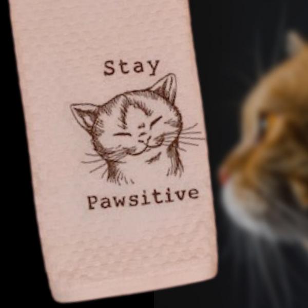 Stay Pawsitive Cat Towel picture