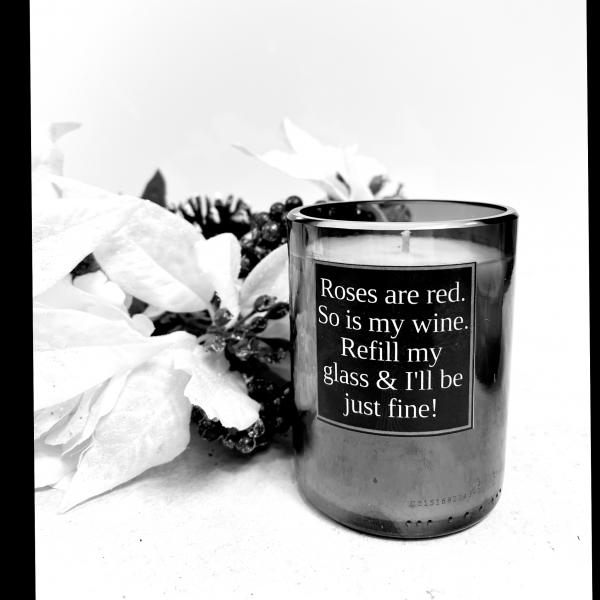 "Roses are Red" Funny Wine Bottle Candle | 14 oz. Soy Wax Candle picture