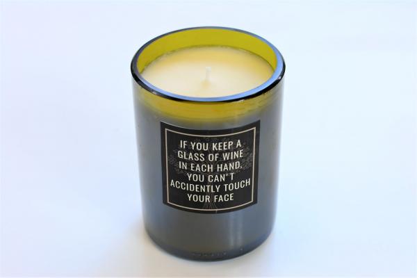 "If you keep a glass of wine in each hand" Funny Wine Bottle Candle picture