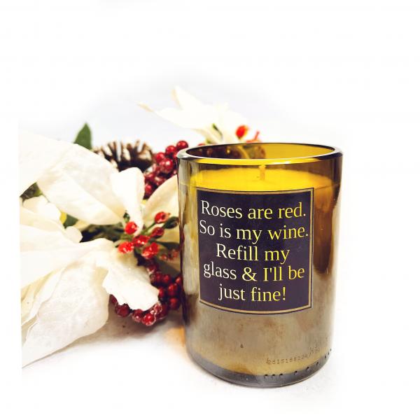 "Roses are Red" Funny Wine Bottle Candle | 14 oz. Soy Wax Candle picture