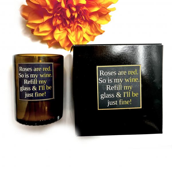 "Roses are Red" Funny Wine Bottle Candle | 14 oz. Soy Wax Candle picture