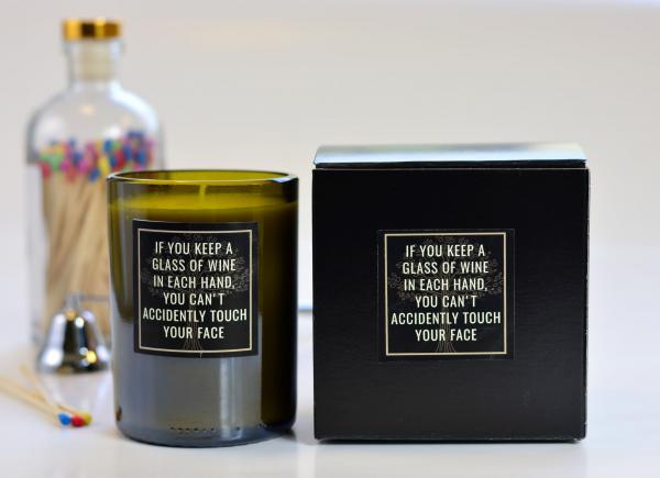 "If you keep a glass of wine in each hand" Funny Wine Bottle Candle picture