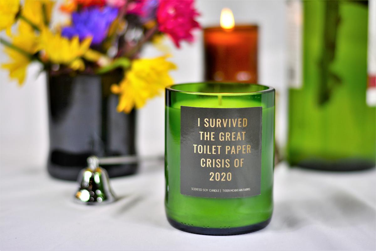 "I survived the great toilet paper crisis" Wine Bottle Candle picture