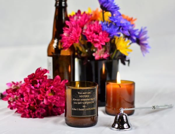 "You and I are sisters" Beer Bottle CANDLE picture