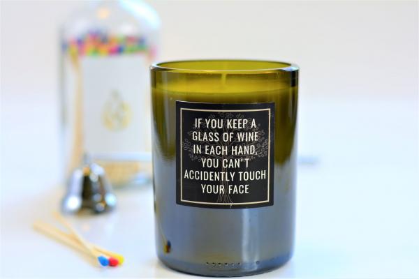 "If you keep a glass of wine in each hand" Funny Wine Bottle Candle