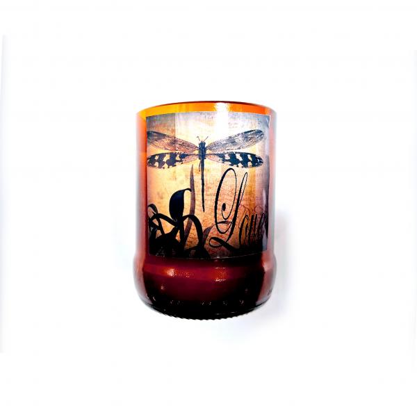 Dragonfly "Love" Beeswax Candles | 6 ounce beer bottle candles picture