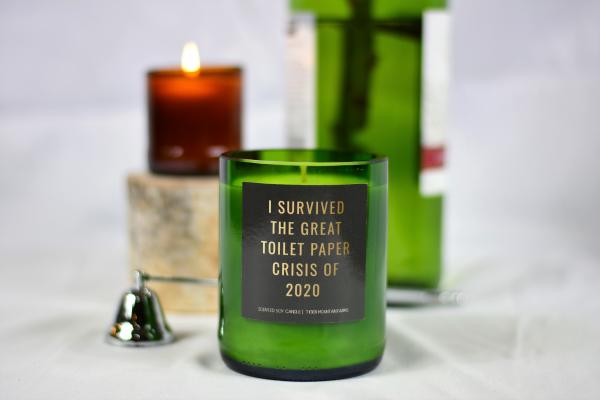 "I survived the great toilet paper crisis" Wine Bottle Candle picture