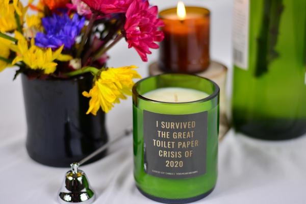 "I survived the great toilet paper crisis" Wine Bottle Candle picture