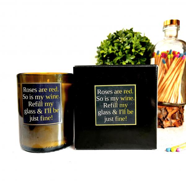 "Roses are Red" Funny Wine Bottle Candle | 14 oz. Soy Wax Candle picture
