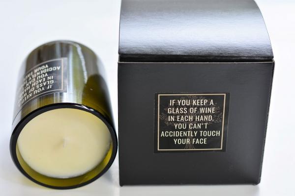 "If you keep a glass of wine in each hand" Funny Wine Bottle Candle picture