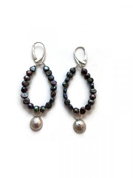 Purple Pearl Hoop Earrings