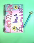 Hand drawn Confident but humble soft cover journal (comes with a pen)