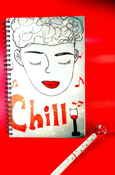 Hand drawn Chill soft cover journal (comes with a pen)