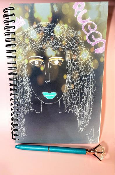 Hand drawn Queen soft cover journal (comes with a pen)