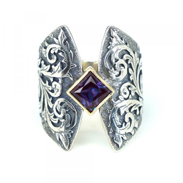 Alexandrite Scrollwork Ring