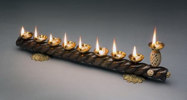 Wood Twist Oil Menorah picture