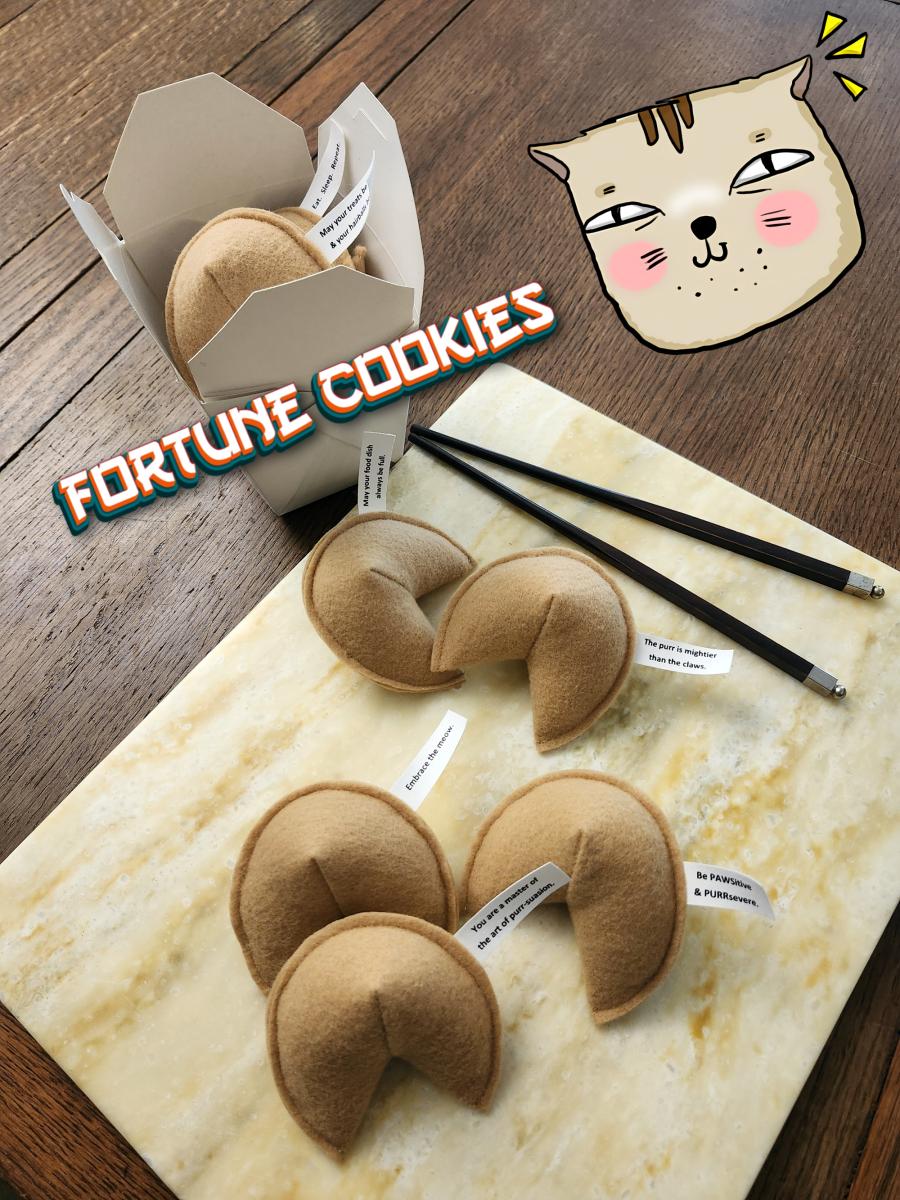 ONE (1) Felt fortune cookie shaped cat toy | Eco-Fi felt cat toy | natural catnip essence | handmade in USA | gift for cats & their humans picture