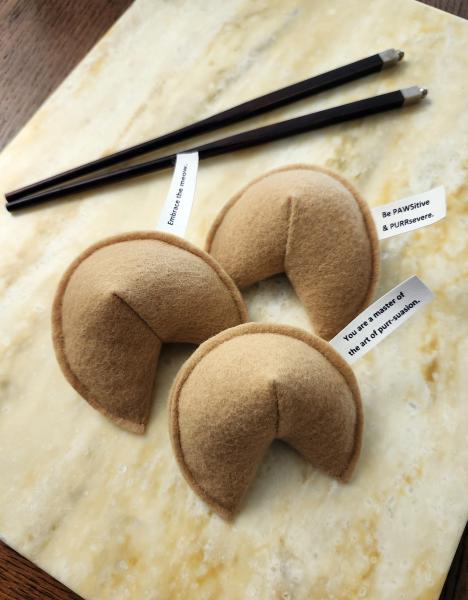 ONE (1) Felt fortune cookie shaped cat toy | Eco-Fi felt cat toy | natural catnip essence | handmade in USA | gift for cats & their humans