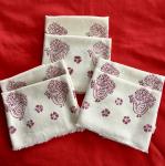 Hand printed table napkins with Indian floral wood block print