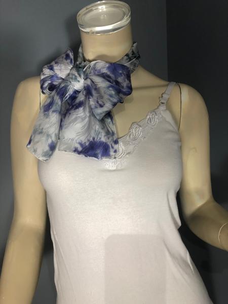 Hand Painted jacquard scarf in purple and grey abstract picture